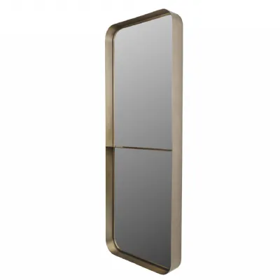 Gold Iron Large Industrial Wall Mirror with Storage Ledge