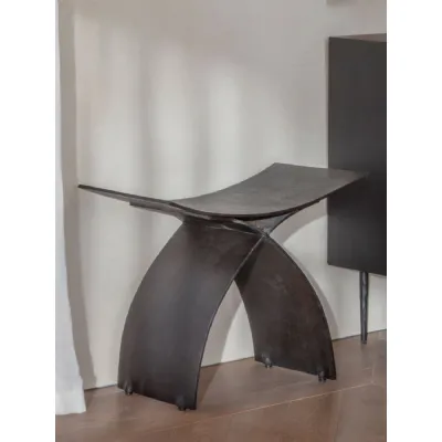 Black Metal Crescent Stool Sculptural Arched Design