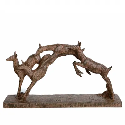 Rustic Woodland Leaping Fawns