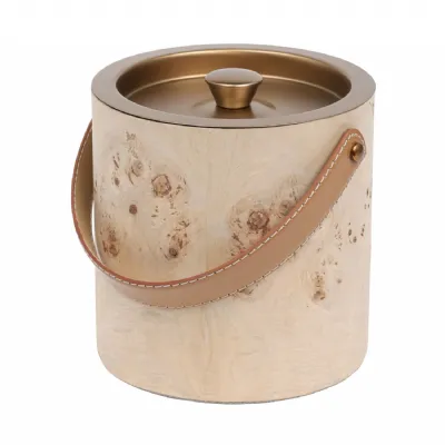 Natural Stainless Steel Ice Bucket with Leather Handle