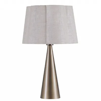Smoke Gold Tapered Metal Table Lamp with Linen Shade