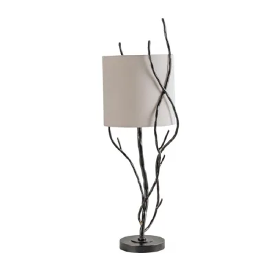 Bronze Metal Brach Style Table Lamp with Linen Shade