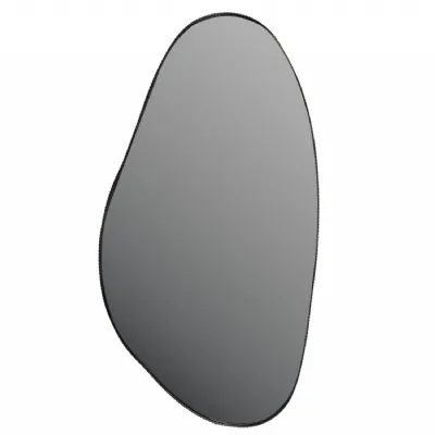 Gold Oak Finish Metal Small Asymmetric Wall Mirror 37cm