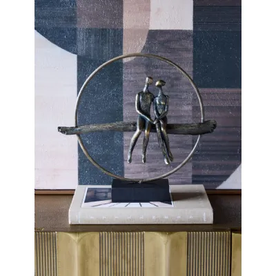 Bronze Couple Decorative Figure Sculpture with Gold Accent