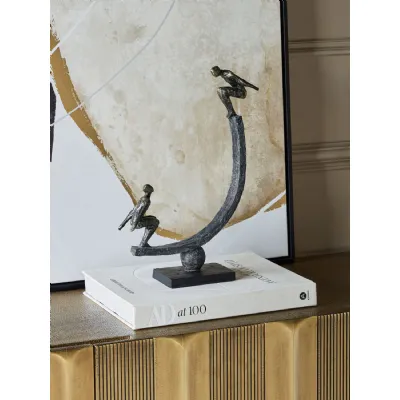 Bronze Balancing Figures Sculpture with Antique Gold Touch