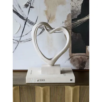 White Heart Shaped Abstract Sculpted Ornament
