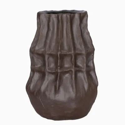 Kova Brown Textured Ceramic Tall Vase