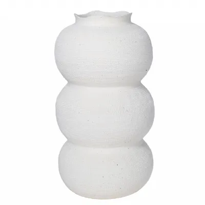 Rhea White Textured Ceramic Triple Bulb Vase Small