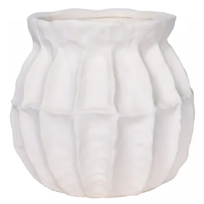 Kova White Textured Ceramic Squat Vase Small