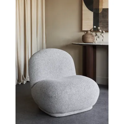 Taupe and Grey Mix Fabric Low Slung Occasional Chair