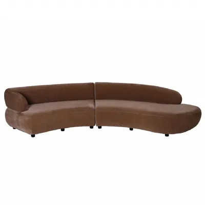 Mocha Velvet Fabric Curved Modular Sofa