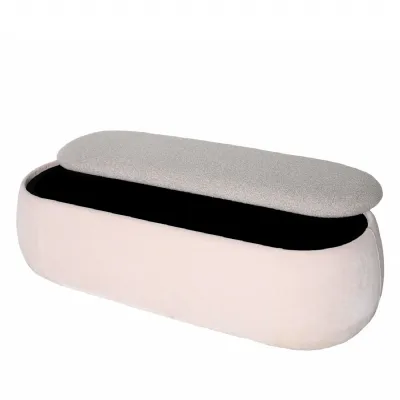 Cream Mushroom Fabric Storage Bench with Lift Up Seat