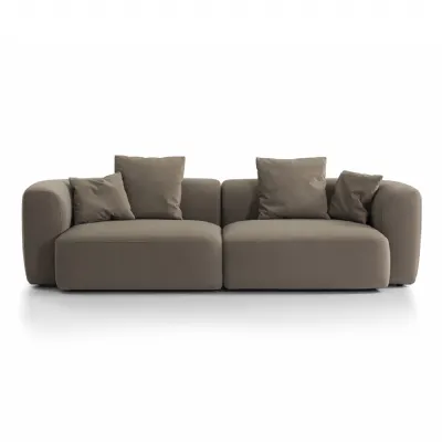 Truffle Velvet Fabric Curved Modern 2 Seater Sofa
