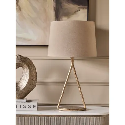 Champagne Gold Hammered Iron Table Lamp with Fabric Shade