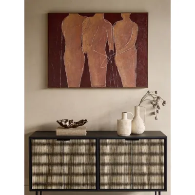Terracotta Hessian Textured Abstract Framed Wall Art
