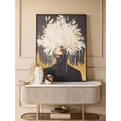 Ivory Taupe Hand Embellished Framed Canvas Wall Art