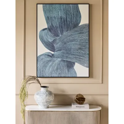 Indigo Flow Form Textured Framed Canvas Wall Art