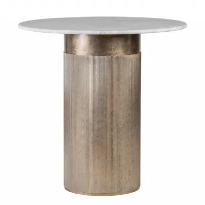 Banswara Marble Round Bistro Table Champagne Gold Iron Base
