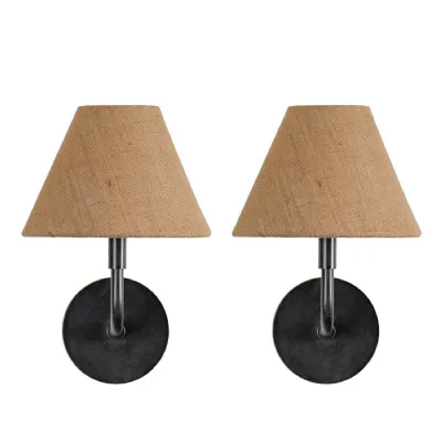 Set of 2 Gilded Oak Iron Wall Light 37.5cm