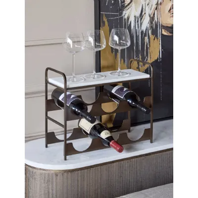 White Marble Top Iron Wine Rack for 6 Bottles