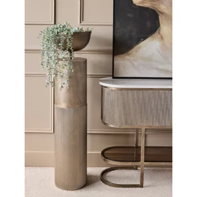 Champagne Gold Iron Pedestal Large Planter with Gold Bowl
