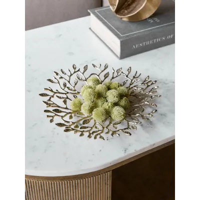 Metallic Gold Brass Botanical Decorative Platter