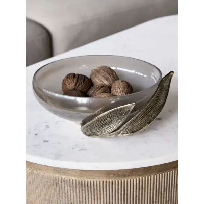 Ombre Glass Antique Gold Leaf Decorative Bowl