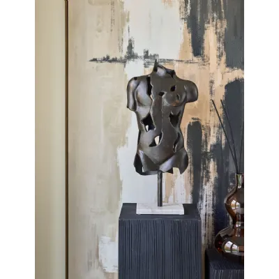 Antique Black Aluminium Abstract Marble Base Torso Sculpture