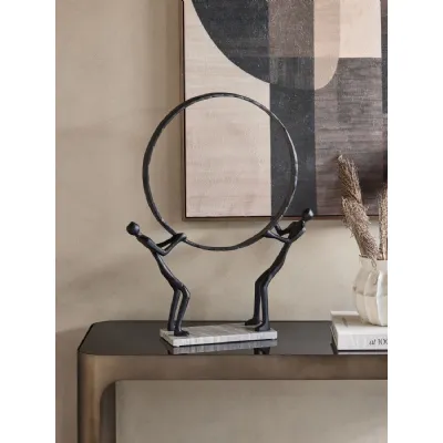 Black Aluminium with Marble Base Abstract Sculpture