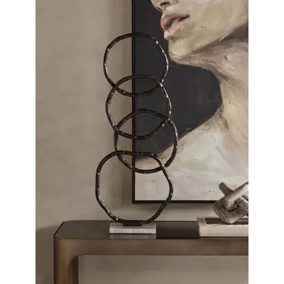 Antique Black Aluminium Abstract Multiple Ring Sculpture