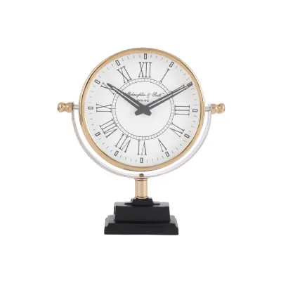 Raventon Gold Pivot Mantel Clock With Pedestal Base