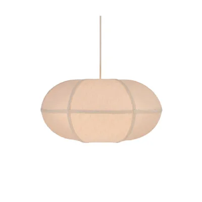 Natural Woven Cotton Oval Cream Pendant Light 50cm