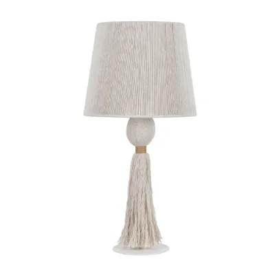 Natural Cotton Rope Cream Table Lamp with Tassel Shade