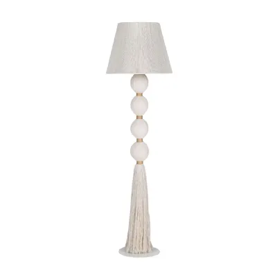 Natural Cotton Rope Cream Floor Lamp with Tassel Shade