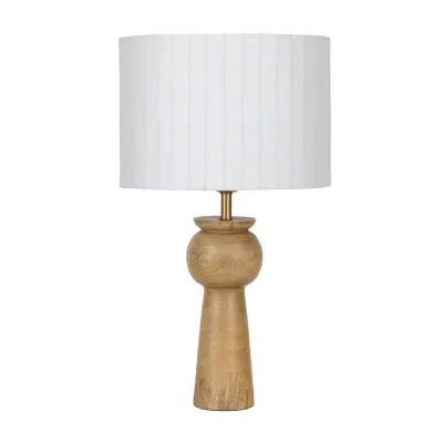Natural Mango Wood Table Lamp with White Shade