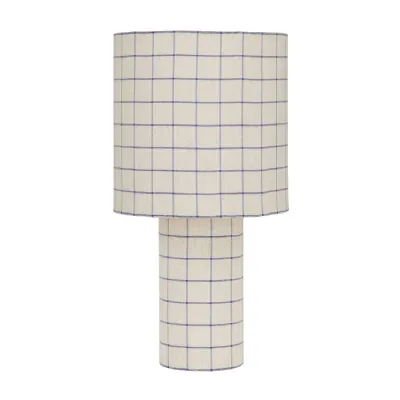 Marlow Blue Check Linen Table Lamp 38cm With Shade