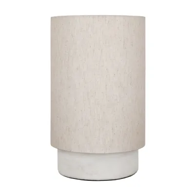 White Marble and Linen Cylindrical Table Lamp with Shade