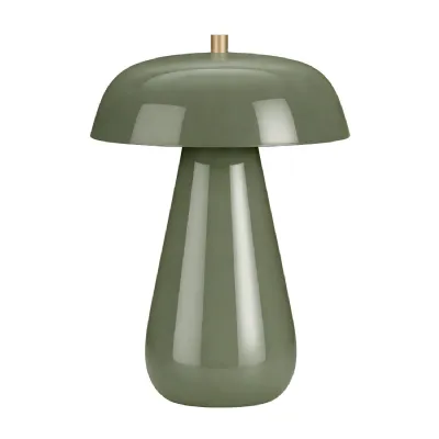 Orvelle Green Gloss Dome Table Lamp With Shade