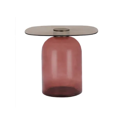 Smoked and Amber Glass Softly Shaped Side Table