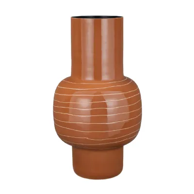 Alvera Terracotta Wide Enamel Stripe Vase 55cm