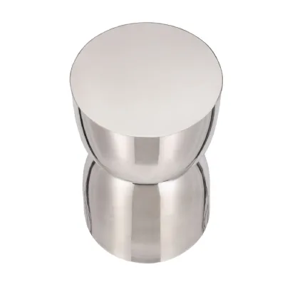 Silver Chrome Stainless Steel Hourglass Round Side Table