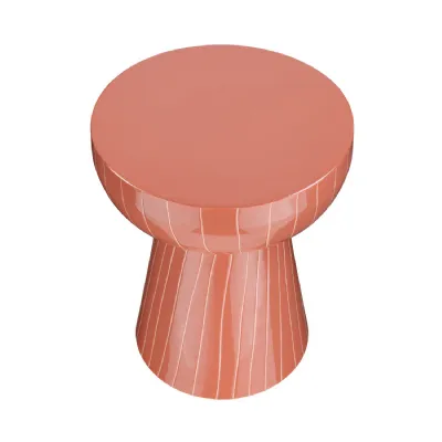 Coral Striped Iron Enamel Round Side Table