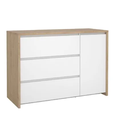 Next Sideboard with 1 Door and 3 Drawers Jackson Hickory White High Gloss