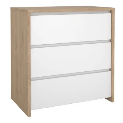 Next Chest 3 Drawers Jackson Hickory White High Gloss