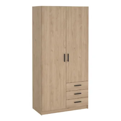 Sprint Wardrobe with 2 Doors + 3 Drawers in Jackson Hickory