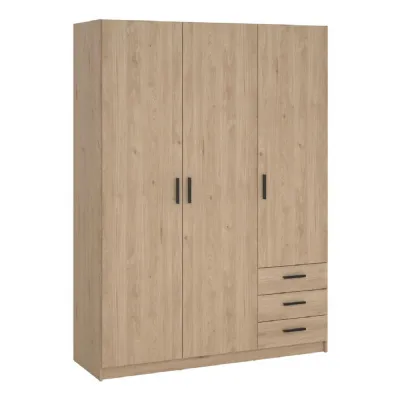 Sprint Wardrobe with 3 Doors + 3 Drawers in Jackson Hickory