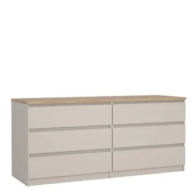 Naia Wide Chest of 6 Drawers (3+3) in Cashmere Jackson Hickory