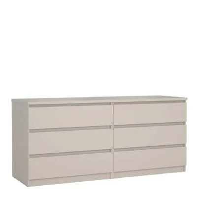 Naia Wide Chest of 6 Drawers (3+3) in Cashmere