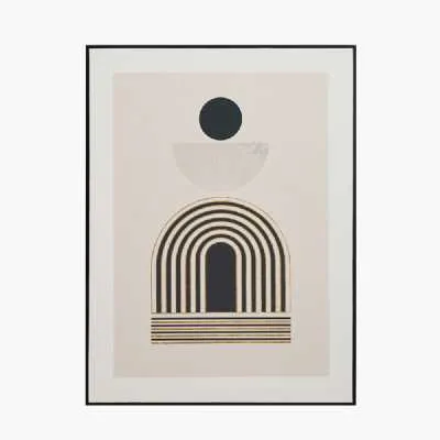 Art Deco Print with Linear Gold Detail and Black Frame