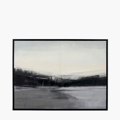 Monochrome Landscape Canvas with Black Frame